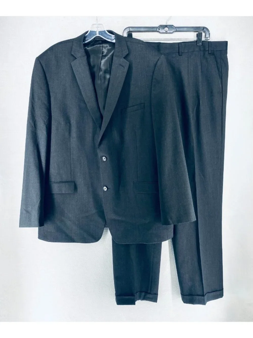 Joseph Abboud Suit Mens 46L Charcoal Gray Wool 2 Piece Blazer Pants 40x32 Modern